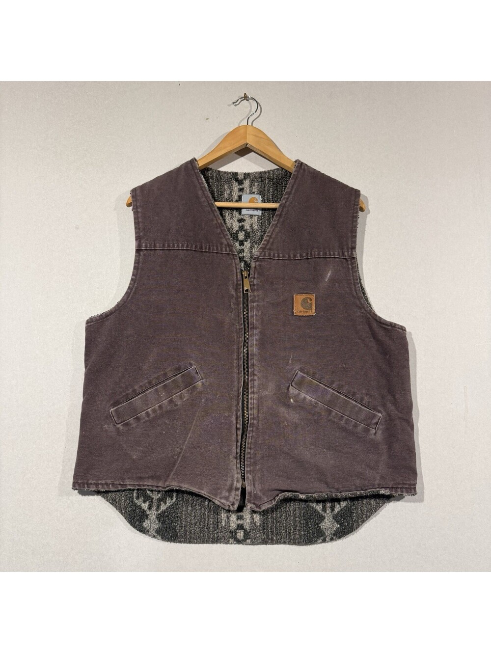 Vintage Carhartt Tundra Vest VP173 Aztec Pile Lining Size M Mens